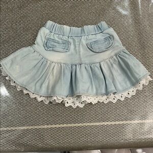 Charming Kids' Blue Skirt with Lace Detail